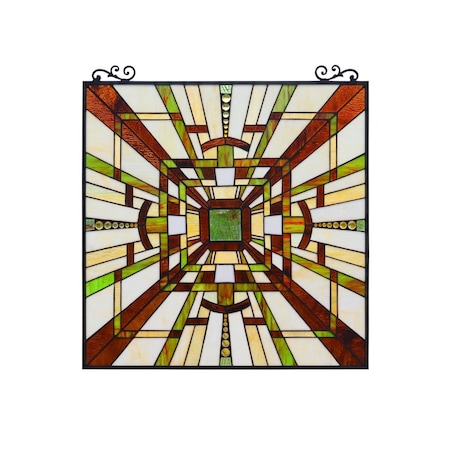 Chloe Lighting 25 in. Farley Mission Tiffany-Style Window Panel, Black CH3P290MS25-GPN